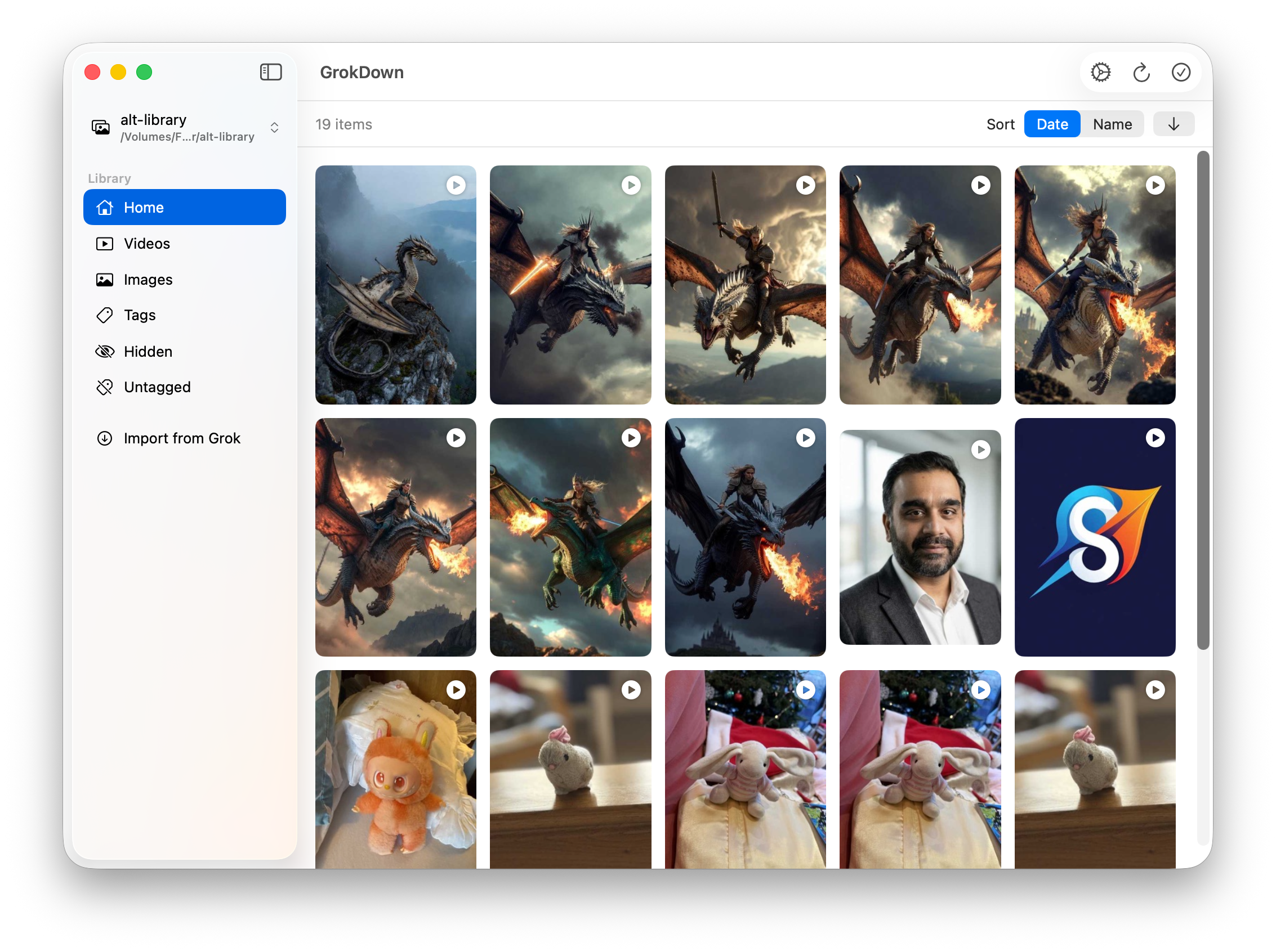 GrokDown — Media library for Grok Imagine